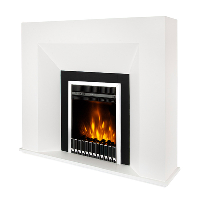 Electric fireplace Nova Flame & Gala Silver, Art Flame, 1100x1250x300 mm, 2000W, 5 flame intensity levels, Timer, Thermostat