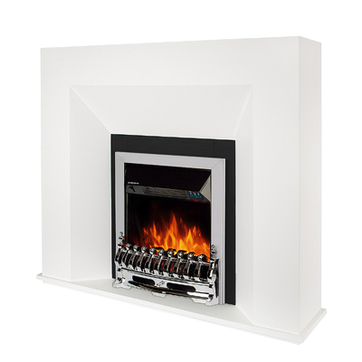Electric fireplace Nova Flame & Galileo Silver, Art Flame, 1100x1250x300 mm, 2000W, 5 flame intensity levels, Timer, Thermostat