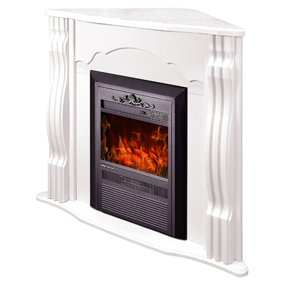 Угловой каминокомплект Clasic & Cristina, Art Flame, 883x950x475 мм, 2000W, 2 мощности обогрева, 5 режимов интенсивности пламени, Таймер