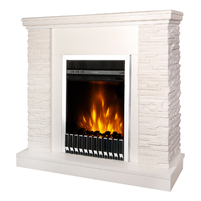 Șemineu electric Rock & Gala silver, Art Flame, 903x980x300 mm, 2000W, Termostat, 5 niveluri ale intensității flăcărilor, Timer