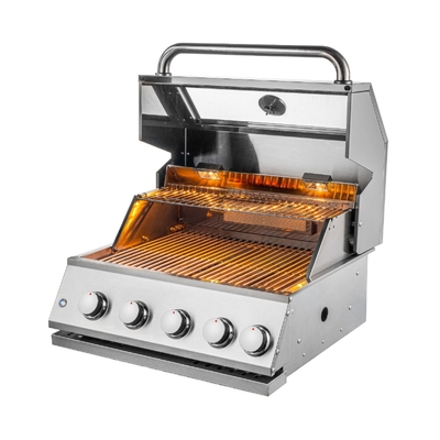 Grătar pe gaz ERB410G, 687x550x467 mm, Art Flame, Sistem de siguranță gaz/flacără, Coacere cu capacul închis, Oțel inoxidabi, Grătardin materiale sigure pentru alimente