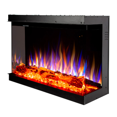 Șemineu electric 3D incorporabil Haiti 33, Art Flame, 567x835x317 mm, 1500W, peste 100 de combinații de culori, Termostat, Bușteni și cristale