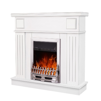 Șemineu electric Marina & Galileo silver, Art Flame, 997x1034x270 mm, 2000W, Termostat, 5 niveluri ale intensității flăcărilor, Timer