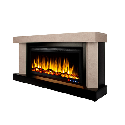 Șemineu electric Palermo maxi & Schubert 42, Art Flame, 700x1500x300 mm, 1500W, peste 60 de combinații de culori, Termostat, Bușteni, cristale și pietricele decorative