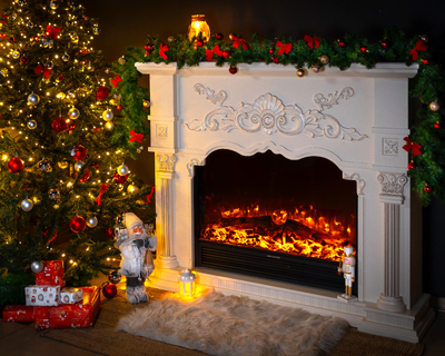 Șemineu electric Miraj & Maximus, Art Flame, 1250x1500x350 mm, 1500W, 3 culori ale flăcărilor, 5 niveluri ale intensității flăcărilor, Timer