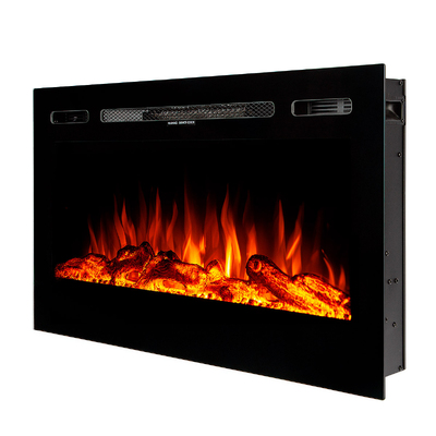 Șemineu electric de perete-incorporabil Adeli, Art Flame, 544x915x140 mm, 1500W, 3 culori ale flăcărilor, 5 niveluri ale intensității flăcărilor, Bușteni și cristale