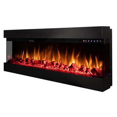 Dalas 72 3D recessed and wall mounted electric fireplace, Art Flame, 493×1828×200 mm, 1500W, 30 color combinations, Thermostat, Logs and crystals