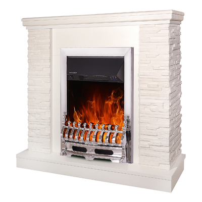 Șemineu electric Rock & Galileo silver, Art Flame, 903x980x300 mm, 2000W, Termostat, 5 niveluri ale intensității flăcărilor, Timer