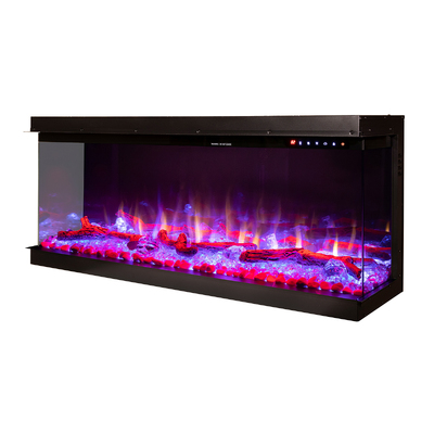 Șemineu electric 3D incorporabil Haiti 65, Art Flame, 533x1651x332 mm, 1500W, peste 100 de combinații de culori, Termostat, Bușteni și cristale