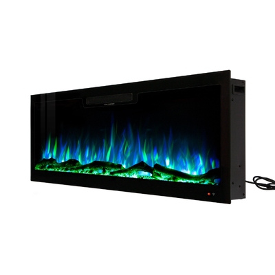 Vegas 50 recessed and wall mounted electric fireplace, Art Flame, 457x1270x126 mm, 1500W, 10 flame colors, Thermostat, Logs and crystals